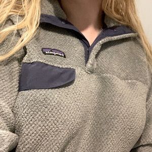 Patagonia grey and indigo collared pullover